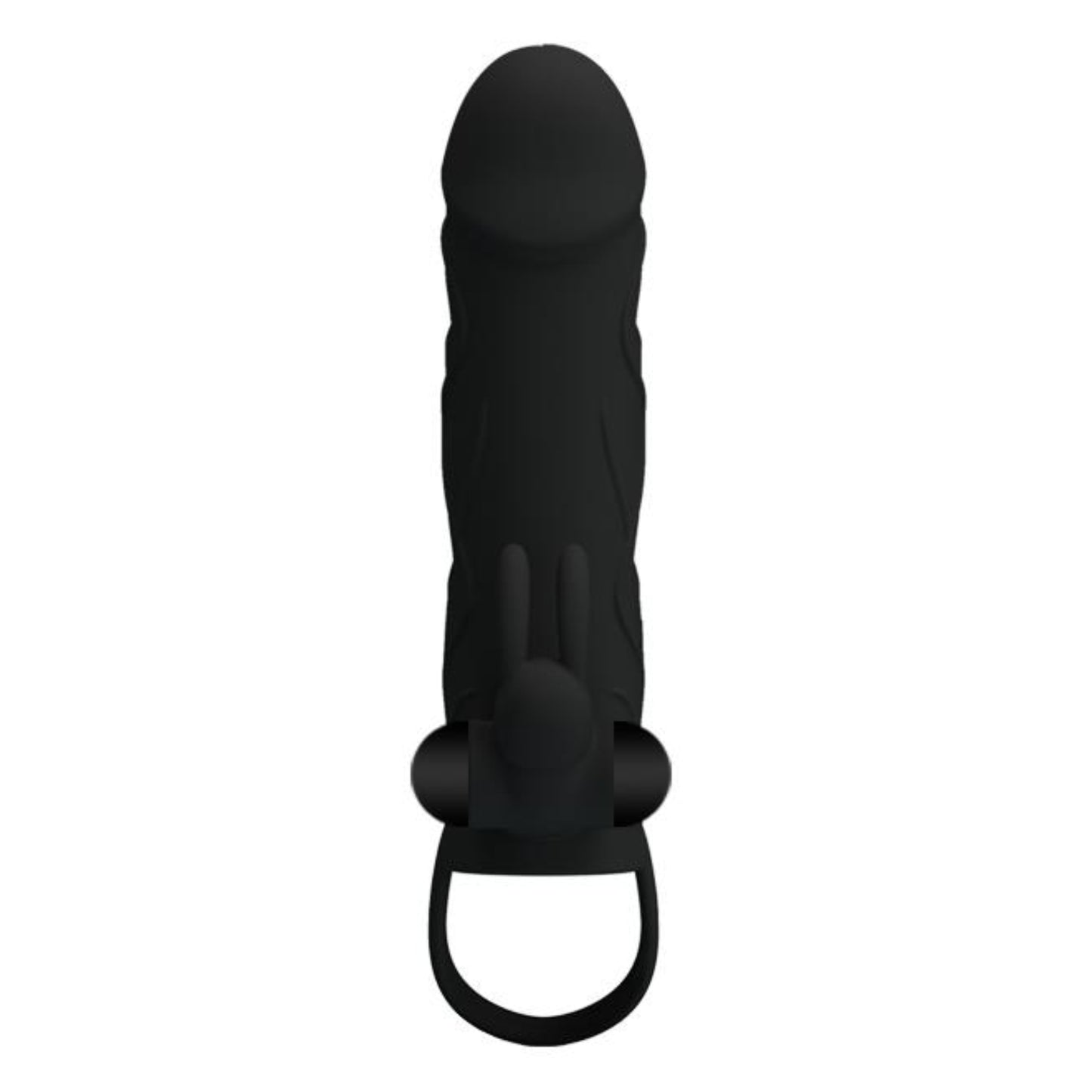 PRETTY LOVE Silicone penis sleeve with vibrating clitoral stimulator