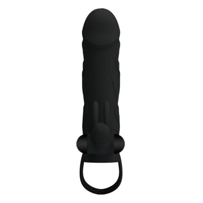 PRETTY LOVE Silicone penis sleeve with vibrating clitoral stimulator