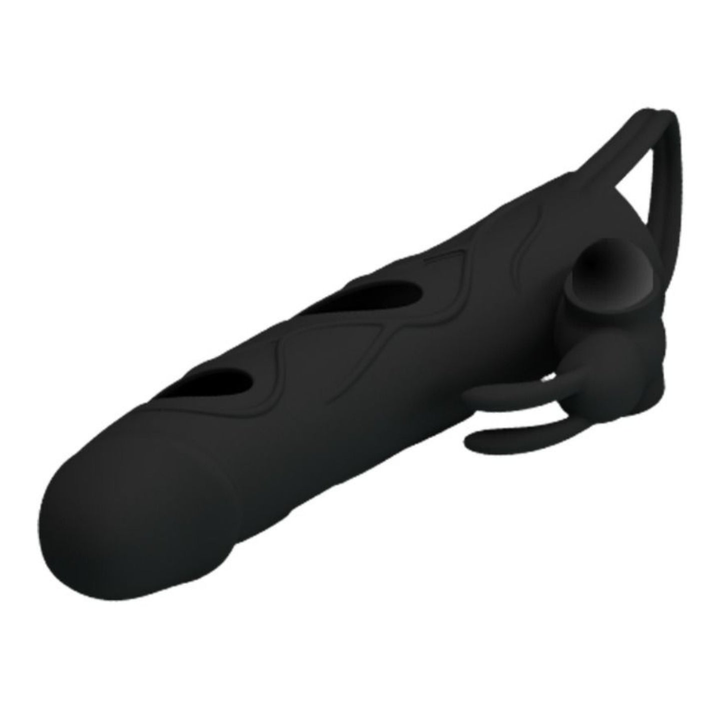 PRETTY LOVE Silicone penis sleeve with vibrating clitoral stimulator