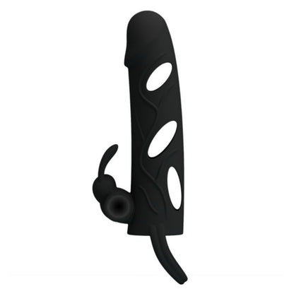 PRETTY LOVE Silicone penis sleeve with vibrating clitoral stimulator