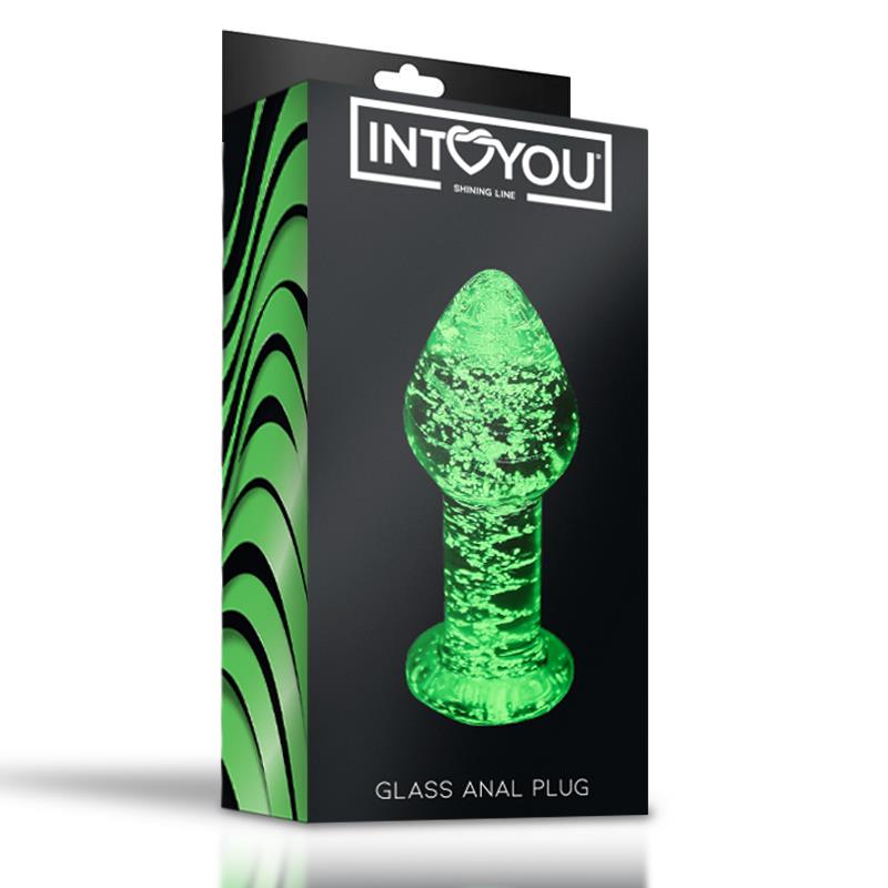 GLOW IN THE DARK BUTT PLUG - Stikla Anālais Aizbāznis 9 cm