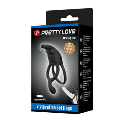 PRETTY LOVE Seth vibrējošs locekļa gredzens ar klitora stimulatoru (7 režīmi)