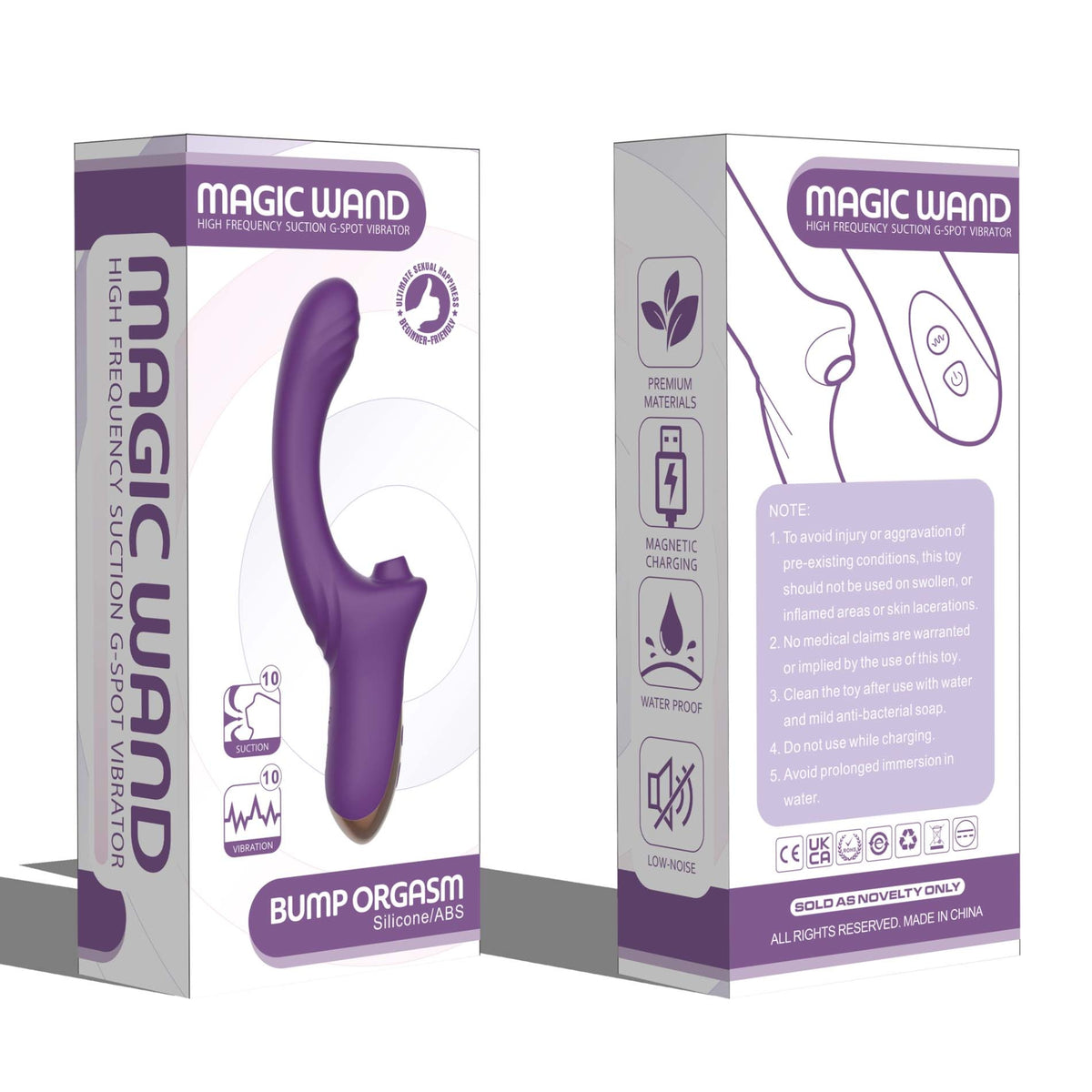 G-punkta vibrators ar klitora sūkšanas stimulatoru BS Magic Wand (sarkans) (produkta iepakojums)
