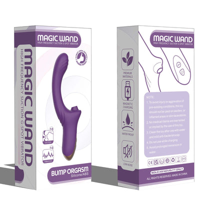 G-punkta vibrators ar klitora sūkšanas stimulatoru BS Magic Wand (sarkans) (produkta iepakojums)