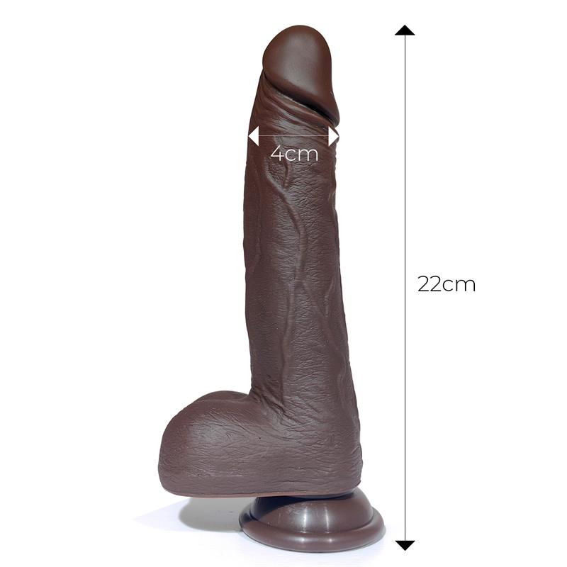 TIBERIO TURBO Dark - Silicone Dildo with Heat, Shake and Rotation Functions with Remote Control 22 cm