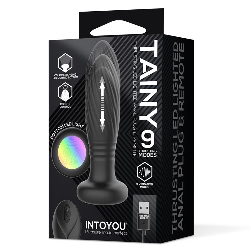 TAINY BUTT PLUG - Premium LED Tālvadības Anālais Aizbāznis ar Grūšanas Funkciju