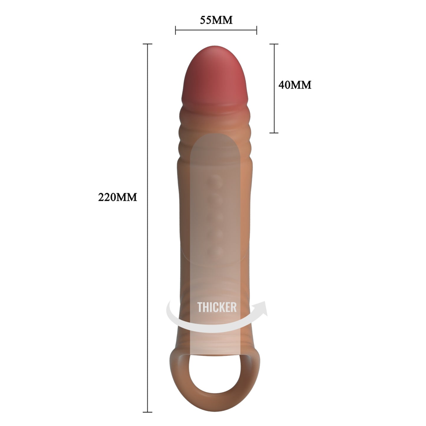 PRETTY LOVE pagarinoša un vibrējoša locekļa uzmava (22 cm)