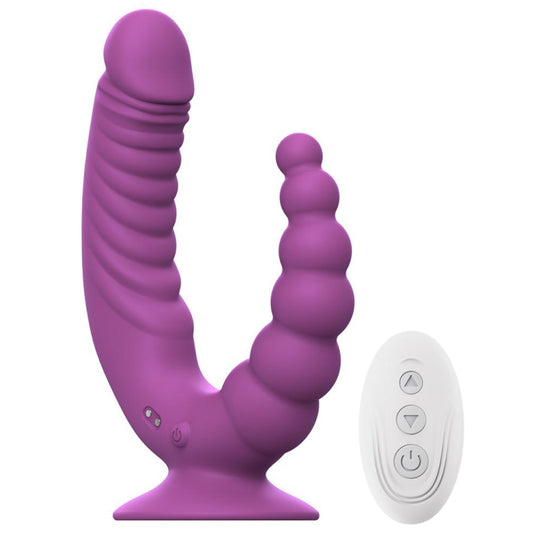 Dubultas stimulācijas vibrējošs dildo ar tālvadību Teazers