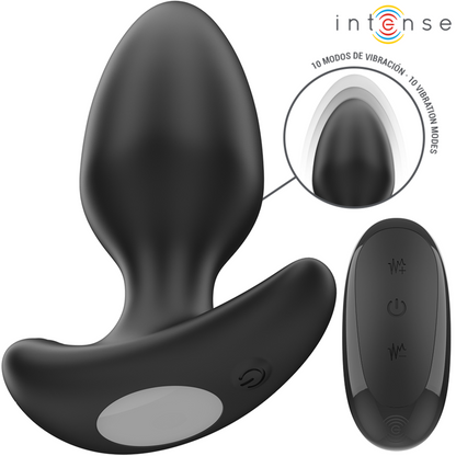 INTENSE Joey anālais plug melns ar tālvadību – 10 vibrācijas, 10 cm