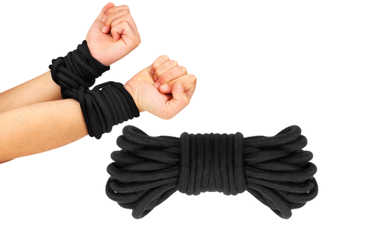 KINK Cotton Rope – 10 m melna BDSM sasiešanas virve