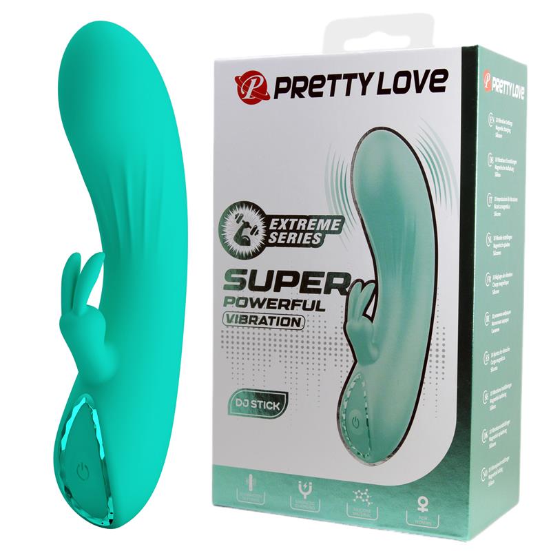 PRETTYLOVE DJ Stick silikona G-punkta vibrators ar klitora stimulatoru