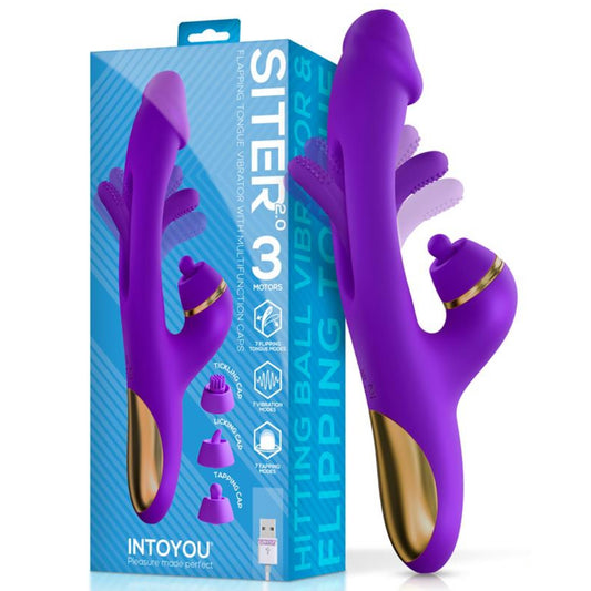 Intoyou Siter 2.0 vibraator liikuva keele, põrkava kuuli ja 3 otsikuga (7 režiimi)