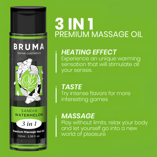 Sildoša masāžas eļļa 3in1 ar arbūza garšu (100 ml) – BRUMA Premium – produkta detaļas