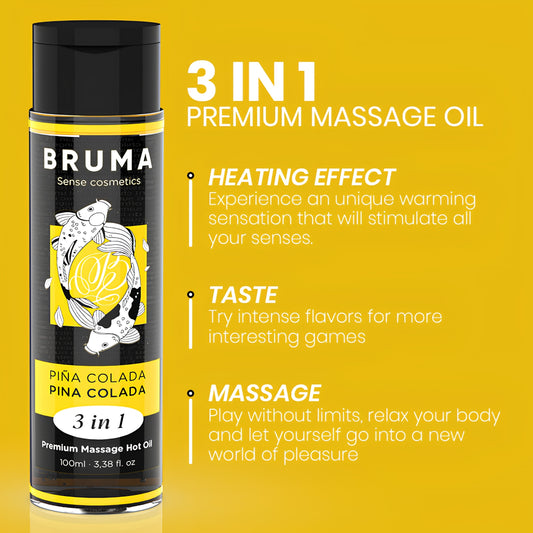 Sildoša masāžas eļļa 3in1 ar pina colada (100 ml) – BRUMA Premium – produkta detaļas