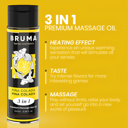 Sildoša masāžas eļļa 3in1 ar pina colada (100 ml) – BRUMA Premium – produkta detaļas