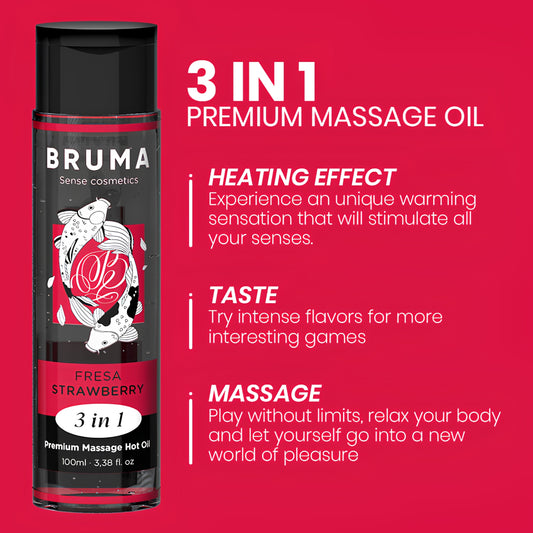 Sildoša masāžas eļļa 3in1 ar zemeņu garšu (100 ml) – BRUMA Premium – produkta detaļas