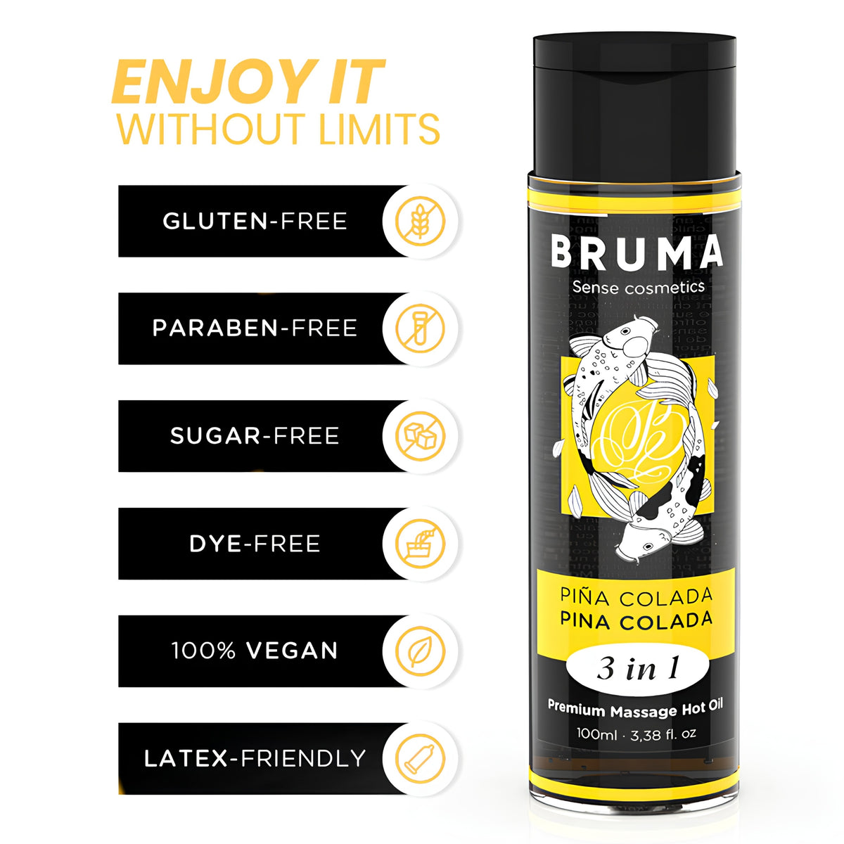 Sildoša masāžas eļļa 3in1 ar pina colada (100 ml) – BRUMA Premium – papildu skats