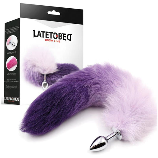 Anālais spraudnis ar asti LATETOBED BDSM LINE Purple & White Foxy Tail S