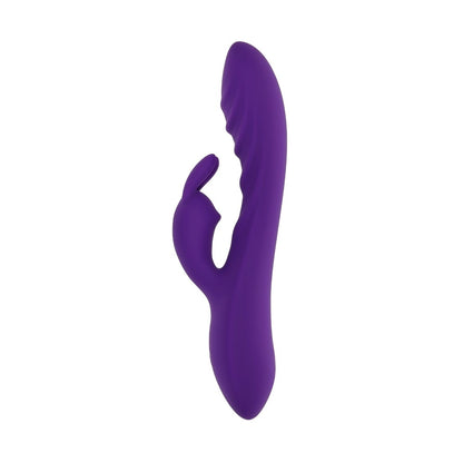 Silikona vibrators ar klitora stimulatoru violets (Divi motori, 10 režīmi) – Evolved Wavy Rabbit