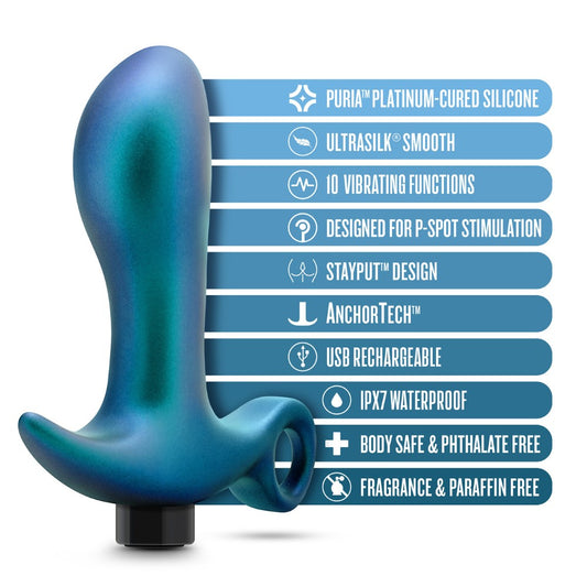 Vibrējošs anālais spraudnis Lunar Blue ar P-punkta stimulāciju – Blush Anal