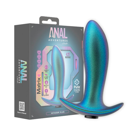 Вибрирующая силиконовая анальная пробка Neptune Teal (12.7 см) – Blush Voyager Plug