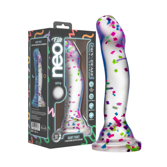 Tumsā spīdošs silikona dildo ar piesūcekni 19 cm - Blush Neo Glow in the Dark