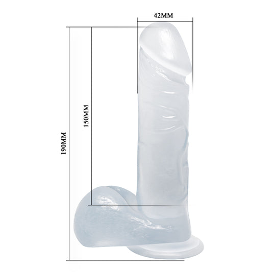 BAILE Caurspīdīgs Reālistings Dildo (Kopējais garums 19 cm)