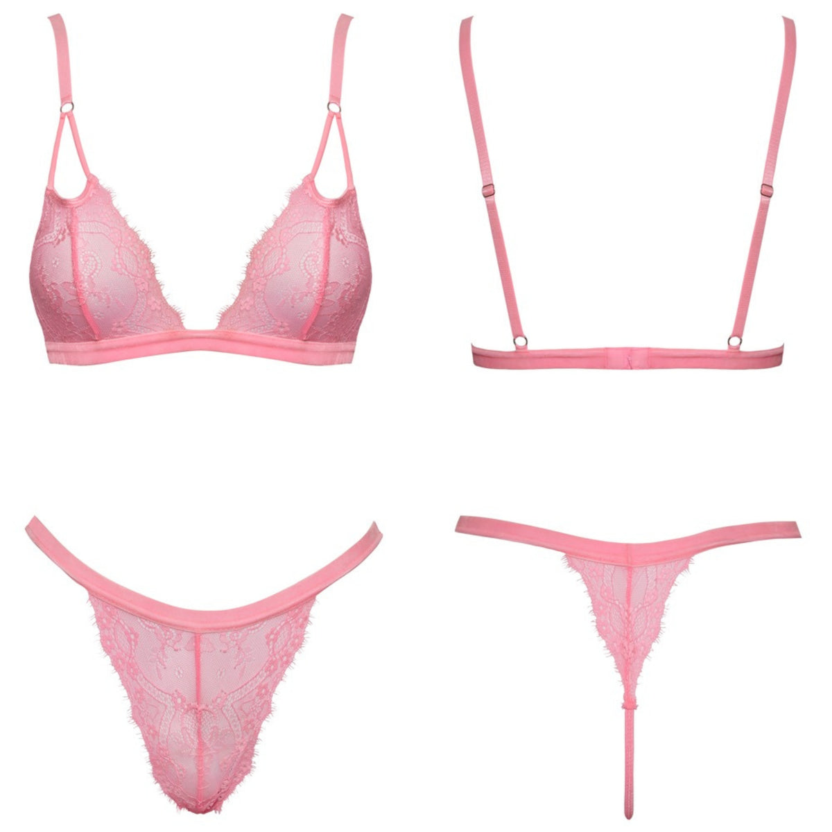 Cottelli Fantasy rozā mežģīņu krūšturis un stringi – produkta skats