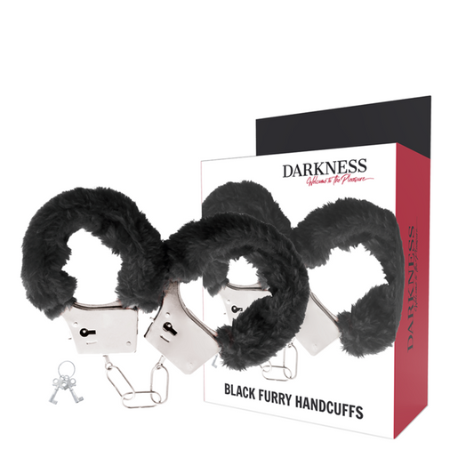 DARKNESS - Metal handcuffs with black fur