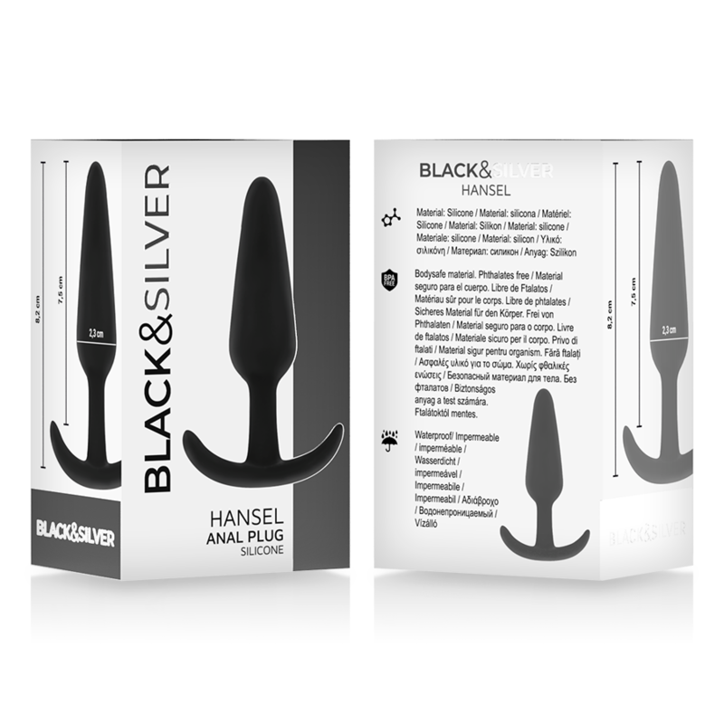 BLACK&SILVER - HANSEL Silicone anal plug with small handle