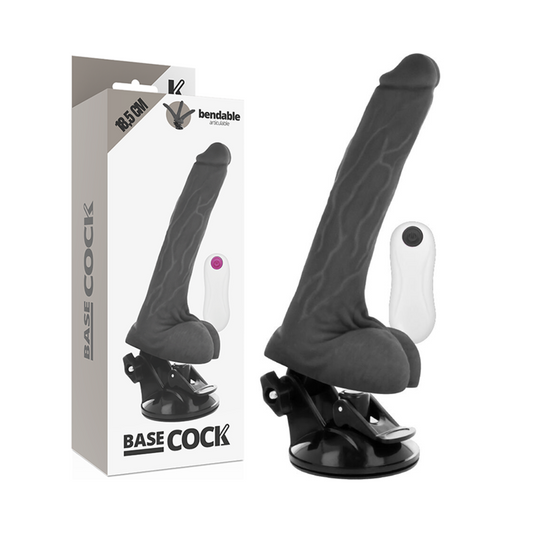 BASECOCK - reālistisks vibrējošs dildo ar regulējamu pamatni (18,5 cm)