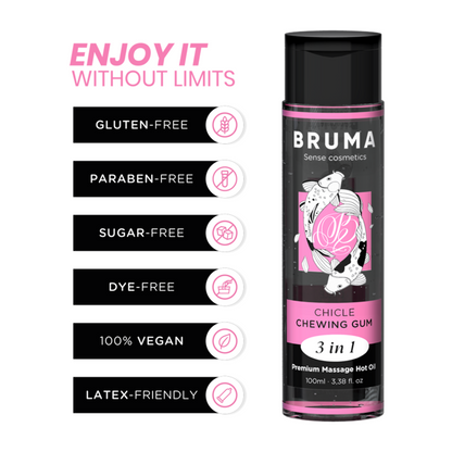 Warming Massage Oil 3in1 with Chewing Gum Flavor (100 ml) – BRUMA Premium