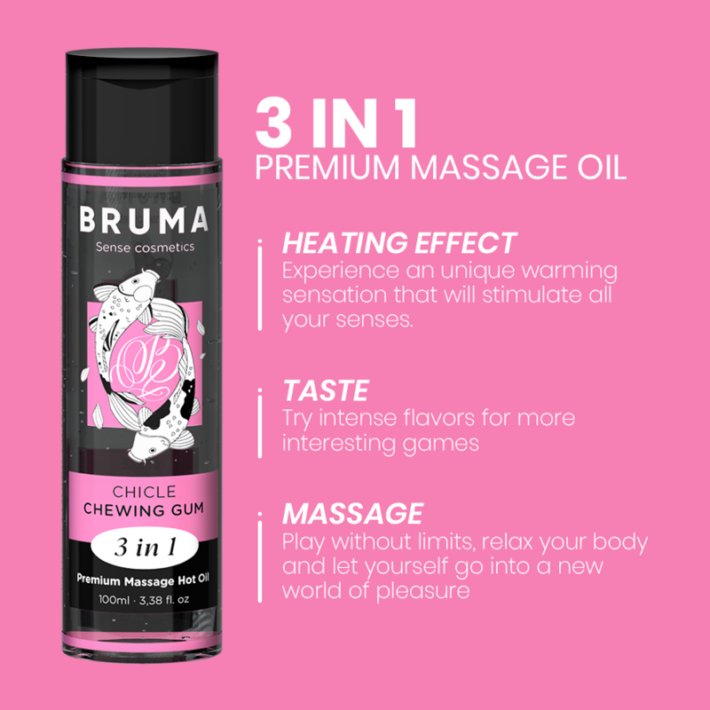Warming Massage Oil 3in1 with Chewing Gum Flavor (100 ml) – BRUMA Premium