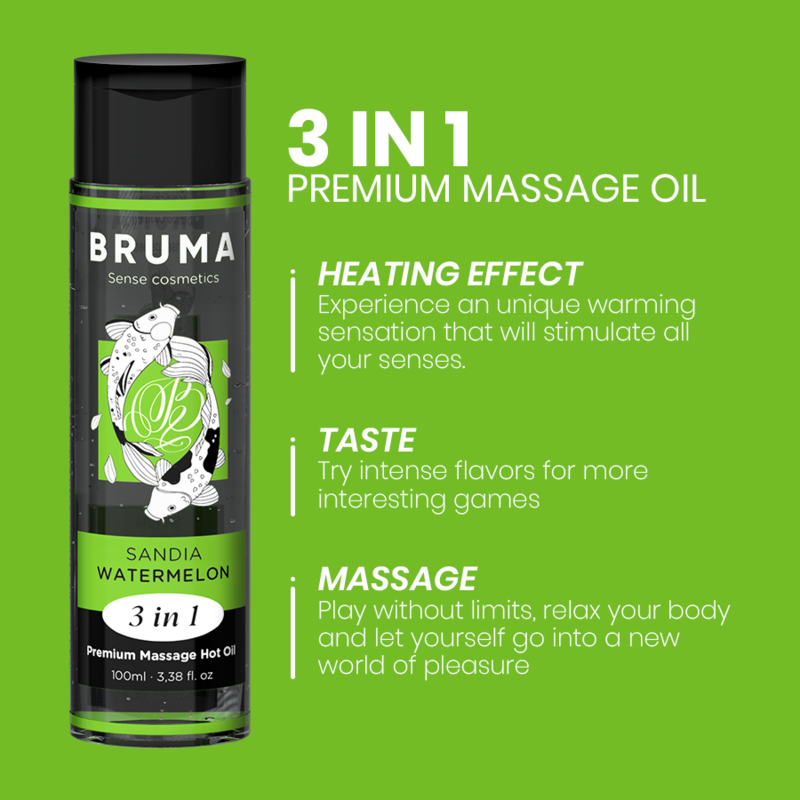 Warming Massage Oil 3in1 with Watermelon Flavor (100 ml) – BRUMA Premium