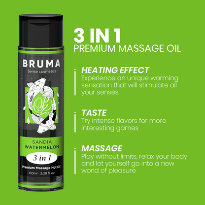 Warming Massage Oil 3in1 with Watermelon Flavor (100 ml) – BRUMA Premium