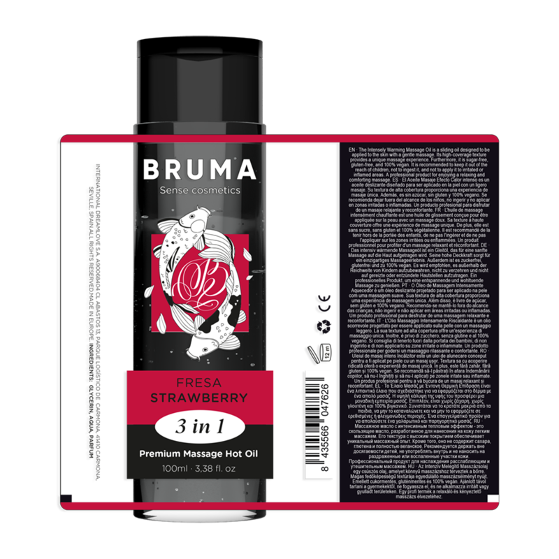 Warming massage oil 3in1 with strawberry flavor (100 ml) – BRUMA Premium