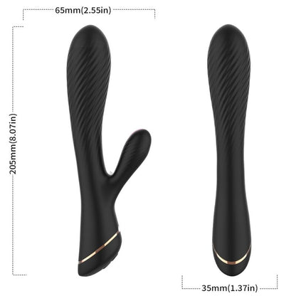 Black Silicone Vibrator with Clitoris Stimulator