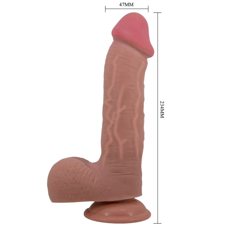 BAILE - Slippery Leather Realistic Dildo (Light Brown 23.4 cm)