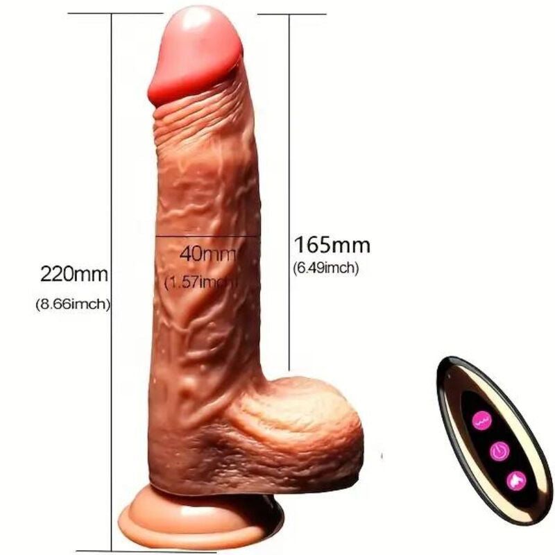 Reālistisks Silikona Dildo Vibrators ar Vilkmes un Sildīšanas Funkciju (22.5 cm)