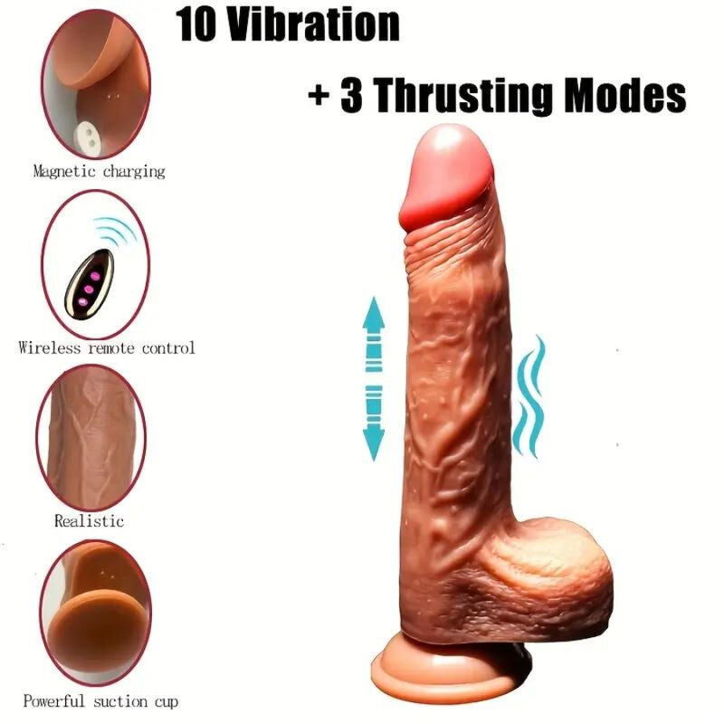 Reālistisks Silikona Dildo Vibrators ar Vilkmes un Sildīšanas Funkciju (22.5 cm)