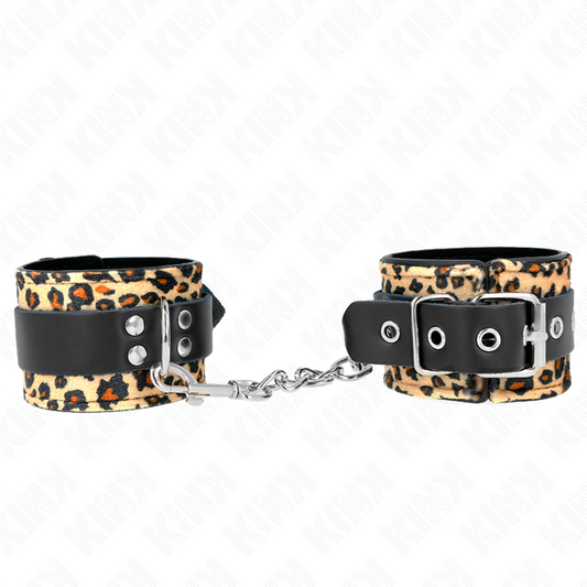 KINK - Leoparda Raksta Īstas Ādas Roku Saites (Regulējams izmērs)