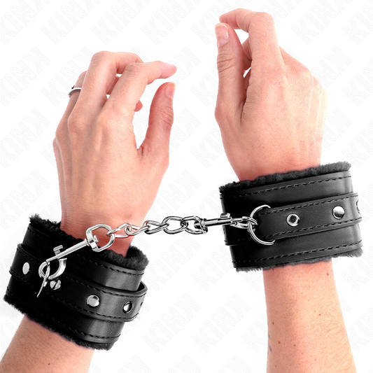 KINK - Ar kažokādu oderēti roku siksnas (regulējamas 17-29 cm x 6 cm)