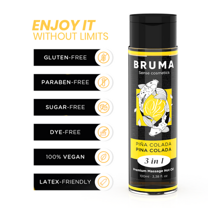Warming massage oil 3in1 with pina colada (100 ml) – BRUMA Premium