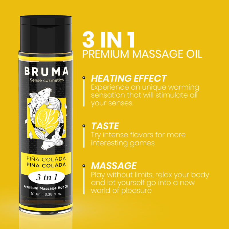 Warming massage oil 3in1 with pina colada (100 ml) – BRUMA Premium