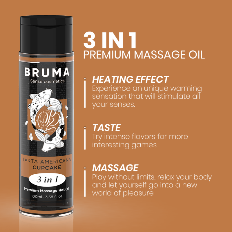 Warming massage oil 3in1 with muffin flavor (100 ml) – BRUMA Premium