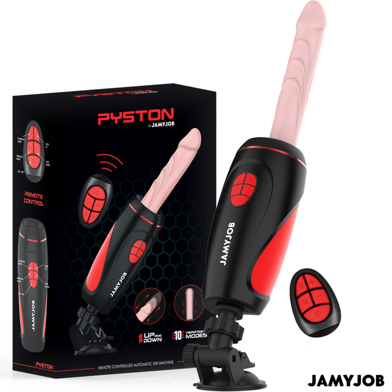 JAMYJOB PYSTON - Automātisks seksa imitācijas masturbators + 21,5 cm dildo