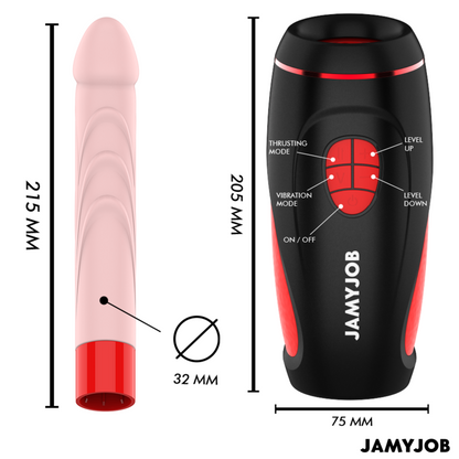 JAMYJOB PYSTON - Automātisks seksa imitācijas masturbators + 21,5 cm dildo