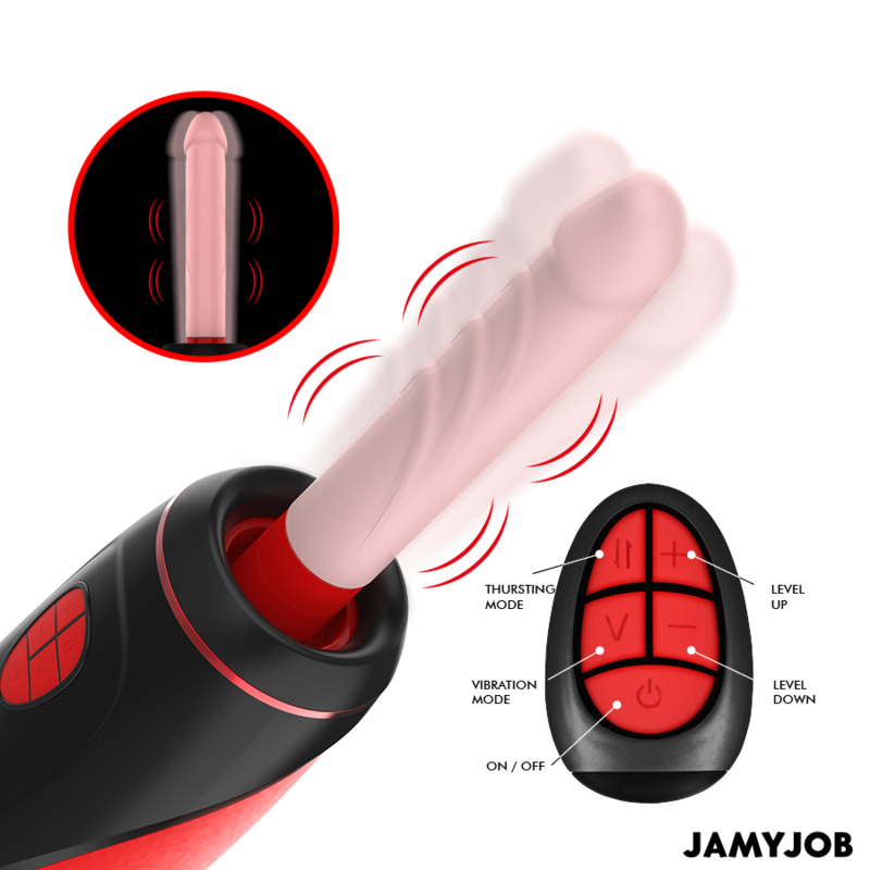 JAMYJOB PYSTON - Automātisks seksa imitācijas masturbators + 21,5 cm dildo