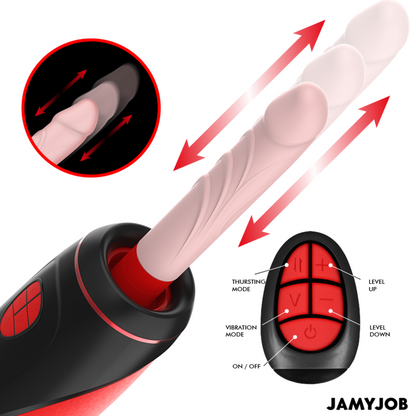 JAMYJOB PYSTON - Automātisks seksa imitācijas masturbators + 21,5 cm dildo