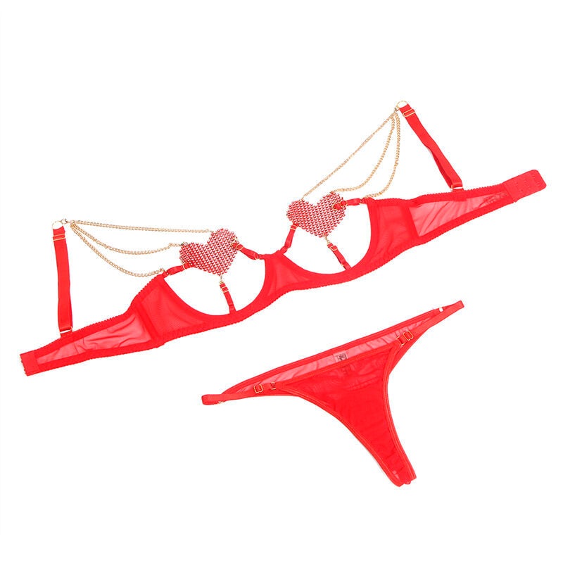SUBBLIME red set with heart-shaped bra and panties - red (S/M)